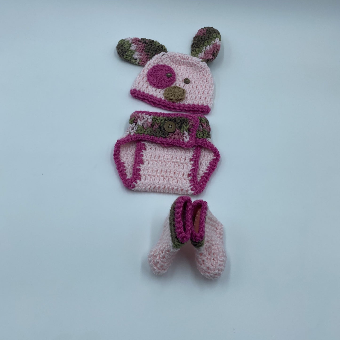 Baby Girl Puppy Crochet Diaper Cover Set