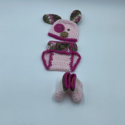 Baby Girl Puppy Crochet Diaper Cover Set