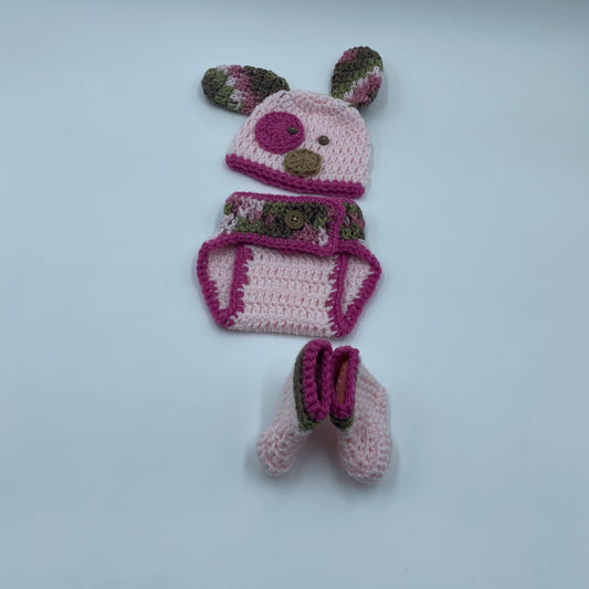 Baby Girl Puppy Crochet Diaper Cover Set