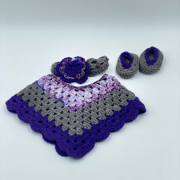 Baby Girl Crochet Poncho Set