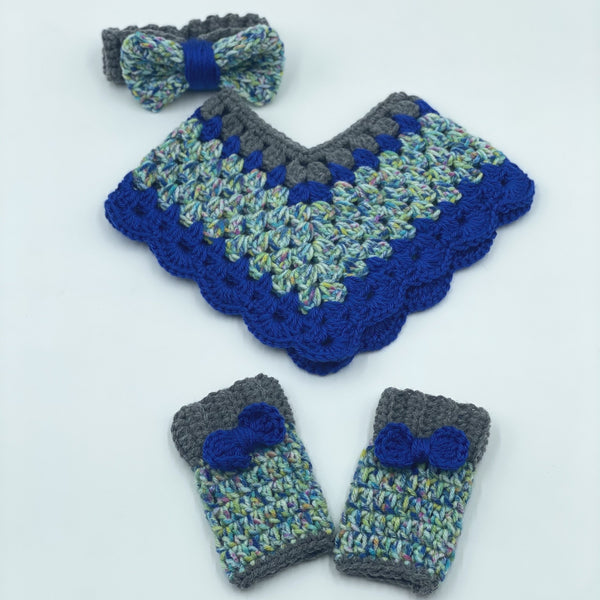 Baby Girl Crochet Poncho set